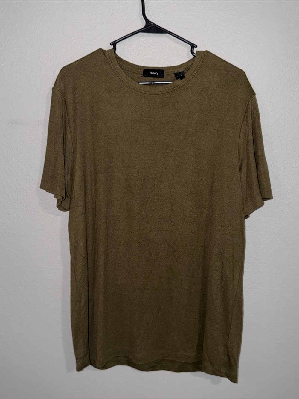 Theory Men's Olive Green Short Sleeve Crew Tee